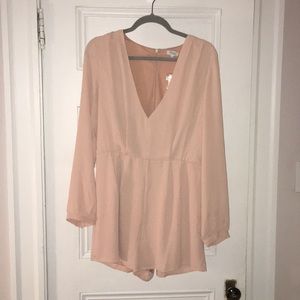 Long sleeve, blush romper